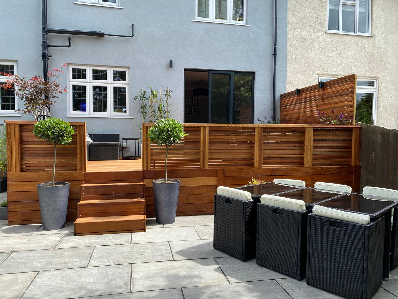 hard landscaping with raised terrace