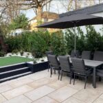 hard landscaping with seating area