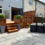 raised decking and terrace in garden